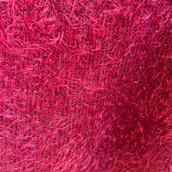 Anthropologie Maeve v-neck eyelash sweater medium petite MP pink red burgundy - Picture 6 of 14